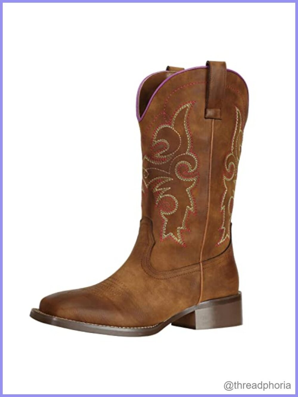 Women's Cowgirl Boots with Wide Square Toe and Wide Calf Faux Leather